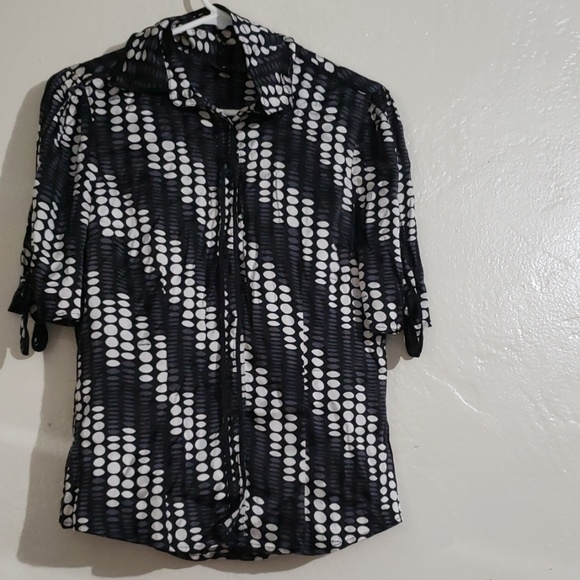 bebé  blouse black and white satin size Medium - Picture 5 of 8